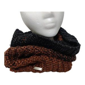 Steve Madden Knitted Cowl Black Brown Ombre Metallic Thread